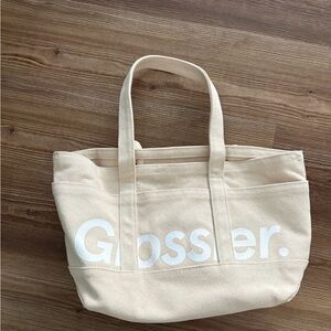 Glossier Beige Canvas Tote